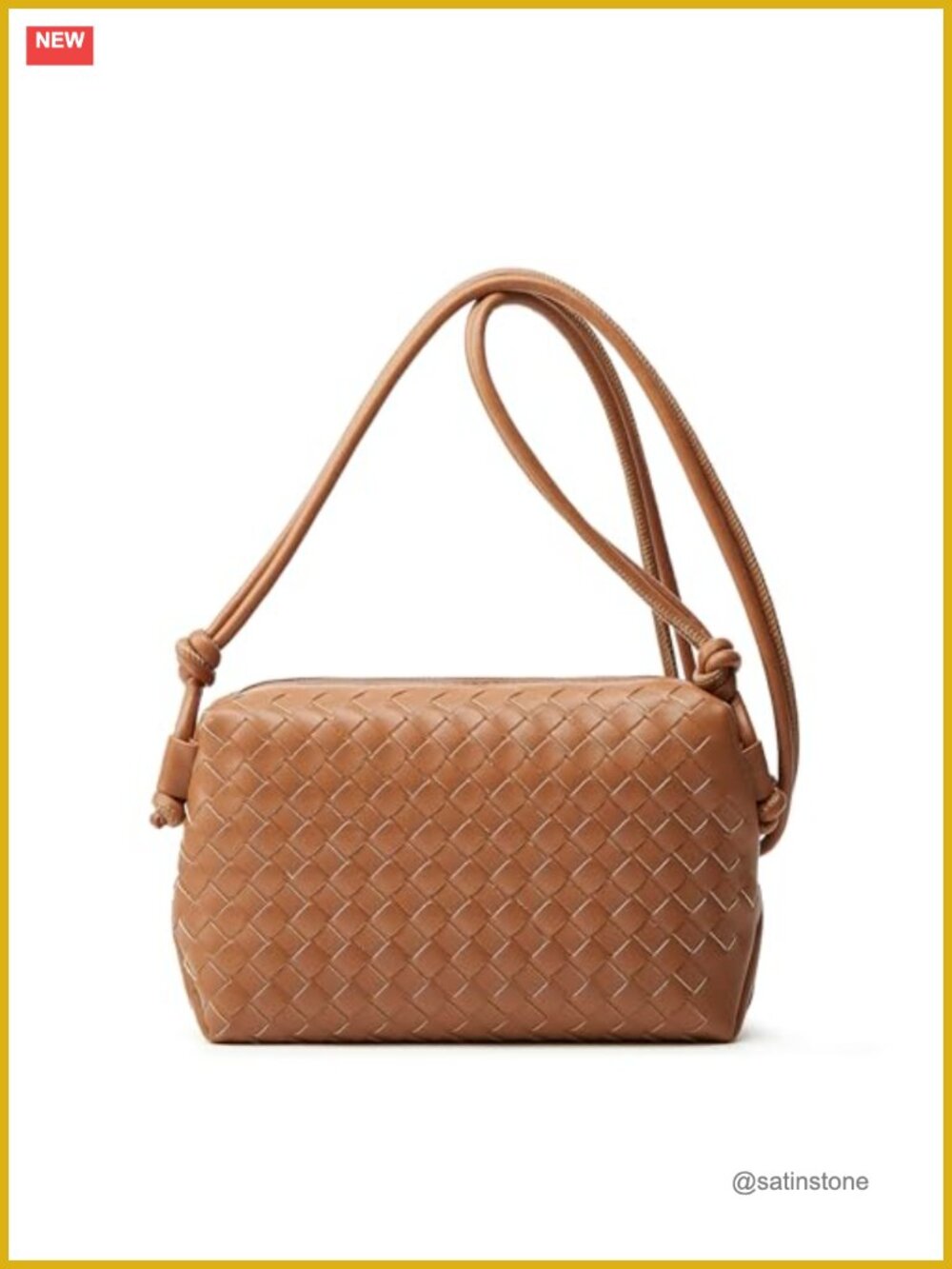 Woven Crossbody Bag Vegan Leather Handbag Compact Women's Purse